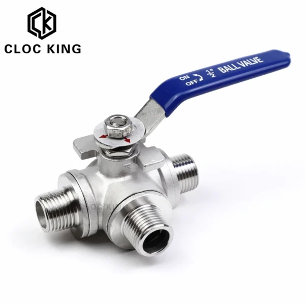 BSPT Male Thread Three 3 Way Ball Valve DN15 DN20 Stainless Steel 304 Valve Handle Valves L T Port 1/2" 3/4"