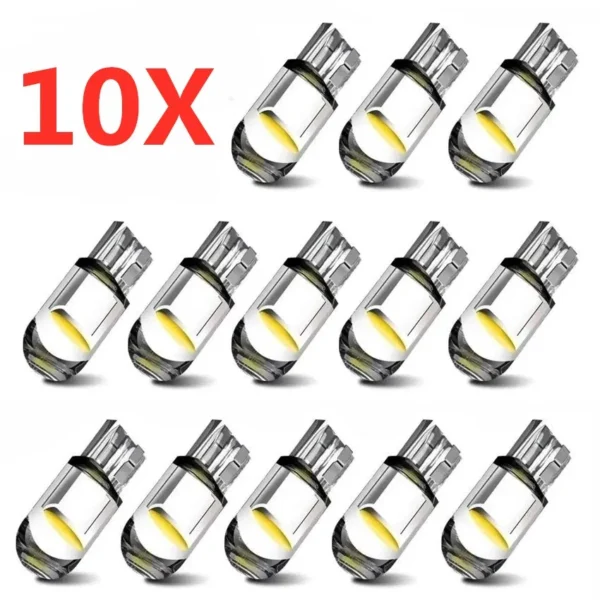 10/2pcs W5W Led T10 Car Light COB Glass 6000K White Auto Automobiles License Plate Lamp Dome Read DRL Bulb Style 12V Universal