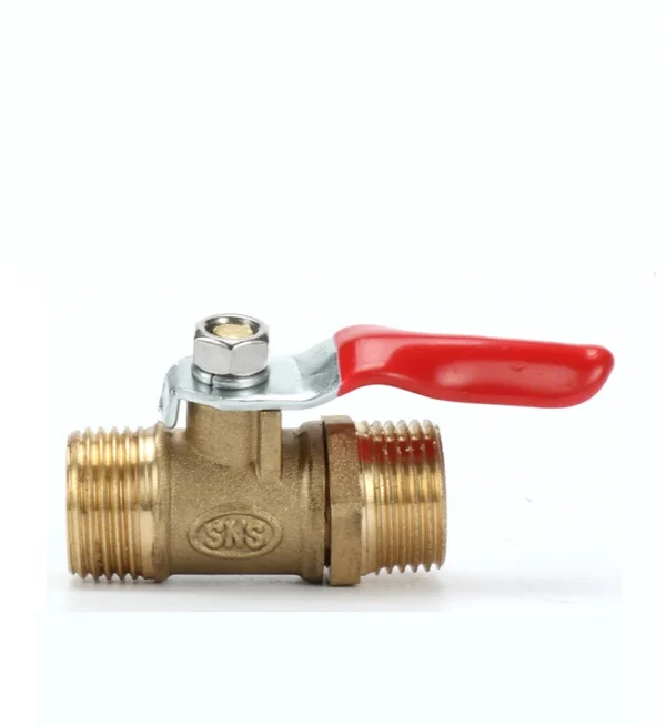 Brass Ball Valve 1/8" 1/4" 3/8" 1/2" Male to Male BSP Thread with Red Lever Handle Connector Joint Pipe Fitting Coupler Adapter