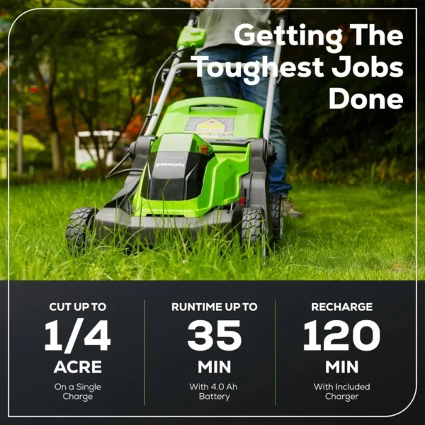 40V 17" Cordless (Push) Lawn Mower (75+ Compatible Tools), 4.0Ah Battery and Charger Included - Image 3