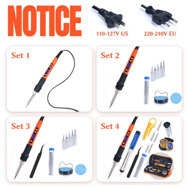 100W Digital Electric Soldering Iron Kit Set Temperature Adjustable 928D Welding Tool Ceramic Heater Soldering Tips Rework - Image 2