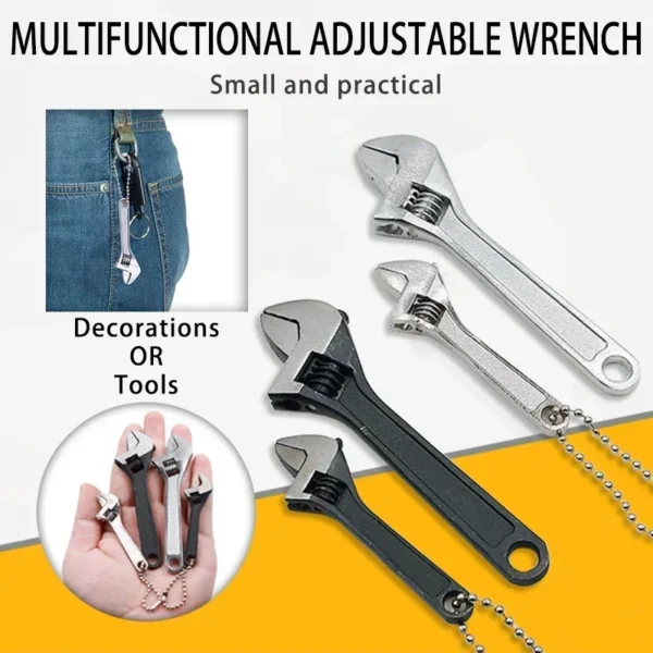 2.5/4-Inch Monkey Wrench Universal Steel Mini Wrenches Portable Tool Short Shank Shifting Spanner Plumbing Key Ring Hand Tools