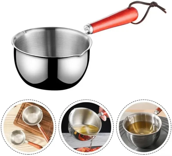 Mini Stainless Steel Hot Oil Pot Small Saucepan for Boiling Butter Melting Pot Butter Warmer Ideal for Various Cooking Tasks