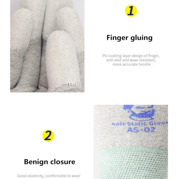 MECHANIC AS02 Elasticity Non-Slip Carbon Fiber Gloves for Phone Electronic Parts Repair Anti-static Protective L/M Size Gloves - Image 6