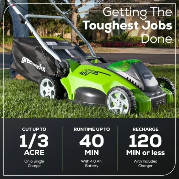 40V 16" Cordless (Push) Lawn Mower (75+ Compatible Tools), 4.0Ah Battery and Charger Included - Image 3