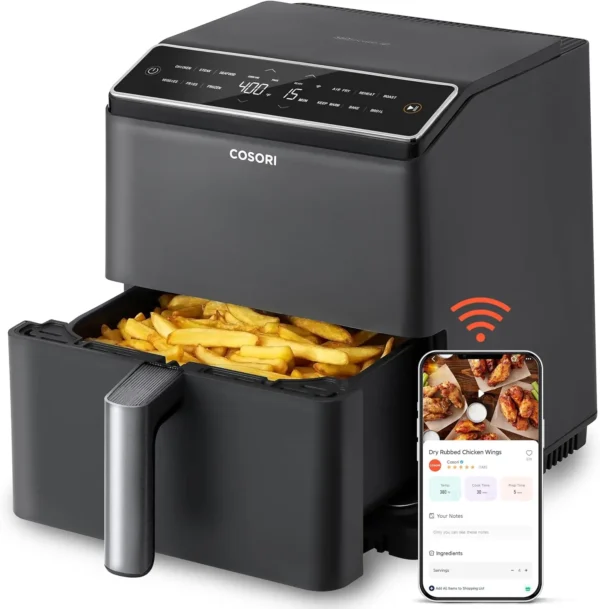 6.8Qt Air Fryer 12-in-1 Dual Blaze for 360° Crispy Meals No Shaking & Preheating To Fast Cooking with Bake Roast Broil