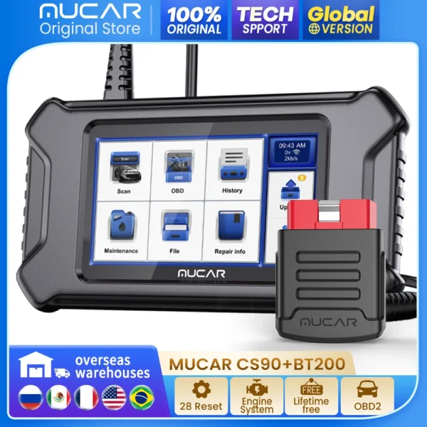 MUCAR CS90 OBD2 Car diagnostic tools Automobile scanner ECM full System 28 resets for all car lifetime free update code reader