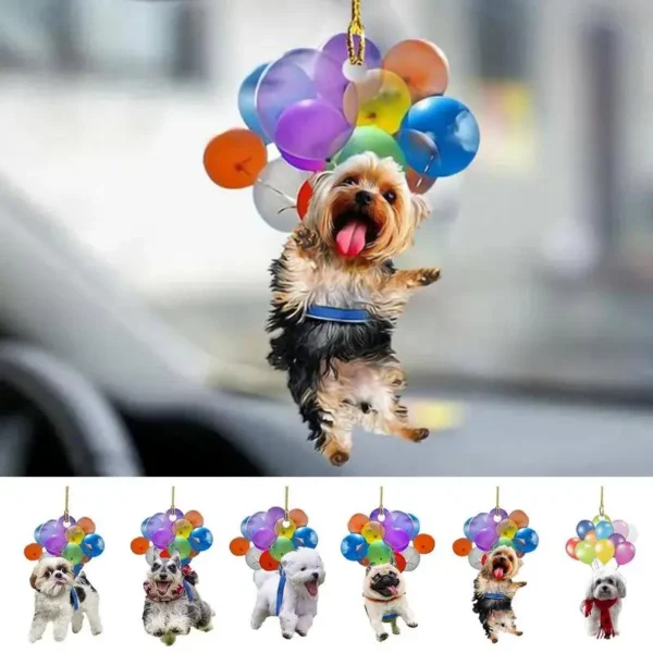 Colorful Balloon Puppy Car Pendant Car Dog Hanging Ornament Automobiles Rearview Mirror Decoration Puppy Dog Keychain Pendant