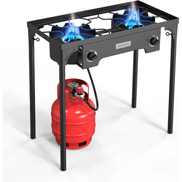 2 Burner Outdoor Propane Gas Stove 150,000 BTU High Pressure Stand Cooker for Backyard Cooking Camping Home Brewing