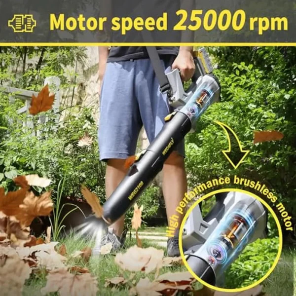 Cordless Leaf Blower 500 CFM 2 x 21V 4.0Ah Battery Charger Turbo Technology Patio Lawn Care Yard Garden Cleaning Adjustable - Image 4