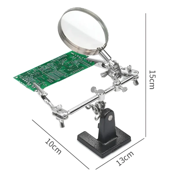 Third Hand 5X Magnifying Glass Stand for Electronic Works Jeweler Watch Repair Welding Soldering Magnifier with Dual Clips - Image 6