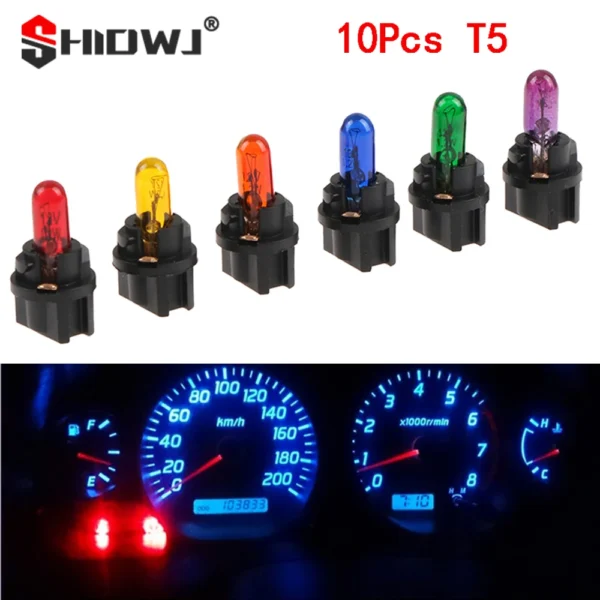 10Pcs T5 SMD LED Car Light Automobiles Light-emitting Diode Instrument Gauge Dashboard Light Bulbs Auto Interior Indicator Lamp