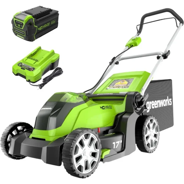 40V 17" Cordless (Push) Lawn Mower (75+ Compatible Tools), 4.0Ah Battery and Charger Included