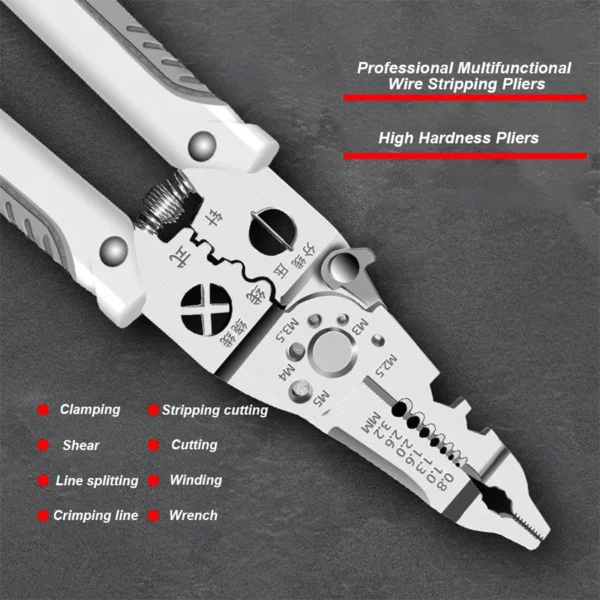 Electrician Specific Wire Stripping Pliers Multifunctional Electricians Maintenance Anti-Slip Stripper Cable Crimper Pliers Tool - Image 3