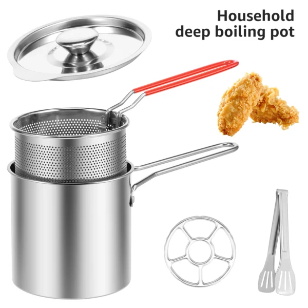 Set Deep Frying Pot Kitchen Fryer With Strainer Stainless Steel Tempura Fryer Pan Fry Pot Chicken Fried Chicken Cooking Tools