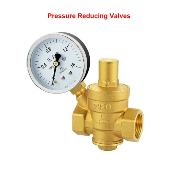 1/2" 3/4" 1" Brass Pressure Reducing Valves 1.6 MPa Pressure Gauge Adjustable type For Running Water Pipeline and Water heaters