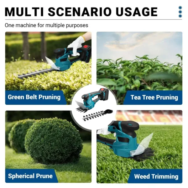 2 IN 1 Electric Hedge Trimmer 2500 SPM Lawn Mower Garden Bush Grass Scissors Power Tool For Makita Battery - Image 4