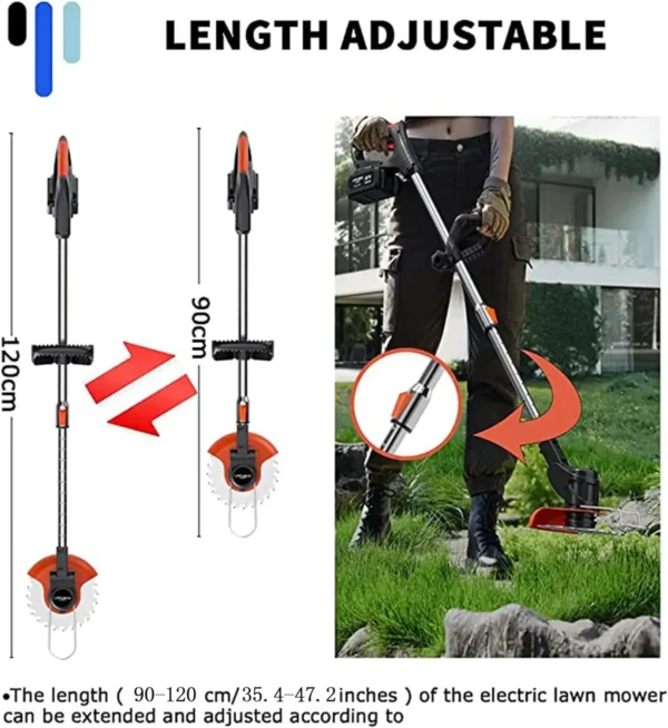 Electric String Trimmer Weed Wacker Lawn Edger with 2 Li-Ion Battery 1 Charger &16 Cutting Blades for Garden Bush Trimming - Image 4