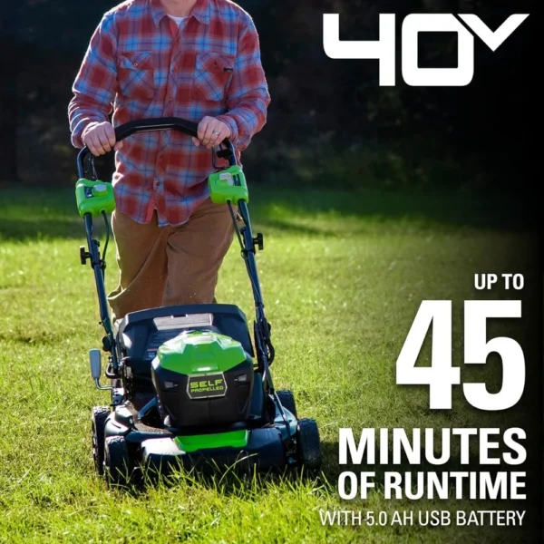 40V 21" Brushless Cordless (Self-Propelled) Lawn Mower (75+ Compatible Tools), 5.0Ah Battery and Charger Included - Image 3