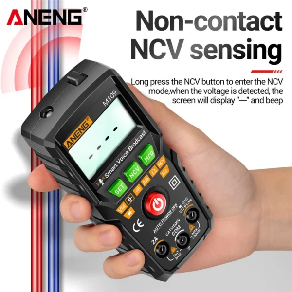 ANENG M109 Professional Smart Multimetre 4000 Counts True RMS Auto Voice Broadcast Electronic Equipment Ohm Testers Meters Tools - Image 2