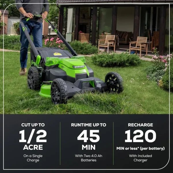 40V 25" Brushless Cordless (Self-Propelled) Lawn Mower (75+ Compatible Tools), (2) 4.0Ah Batteries and Dual Port Rapid Charger - Image 3