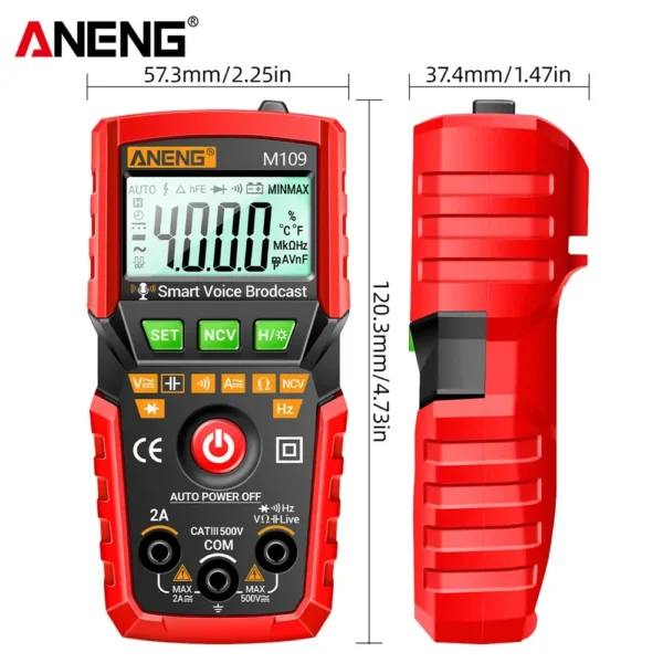 ANENG M109 Professional Smart Multimetre 4000 Counts True RMS Auto Voice Broadcast Electronic Equipment Ohm Testers Meters Tools - Image 5