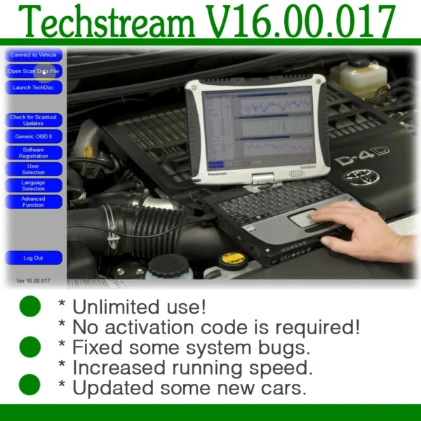 Auto Repair Software Techstream 16.00.017 For MINI VCI OTC Scanner Car Repair Tools Diagnostic Equipment For diagnostics program