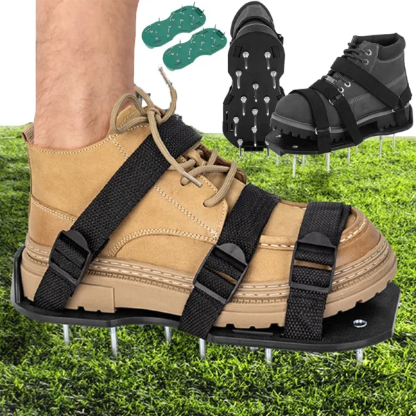 Garden Lawn Aerator Shoes Garden Yard Grass Cultivator Scarification Nail Tool Lawn Aerator Spikes Shoes Garden Tools