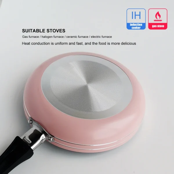 Pink Pot 6.5inch Non-Stick Stockpot Frying Pan Flat Cookware Kitchen Utensils For Daily Cooking Complementary Food - Image 6