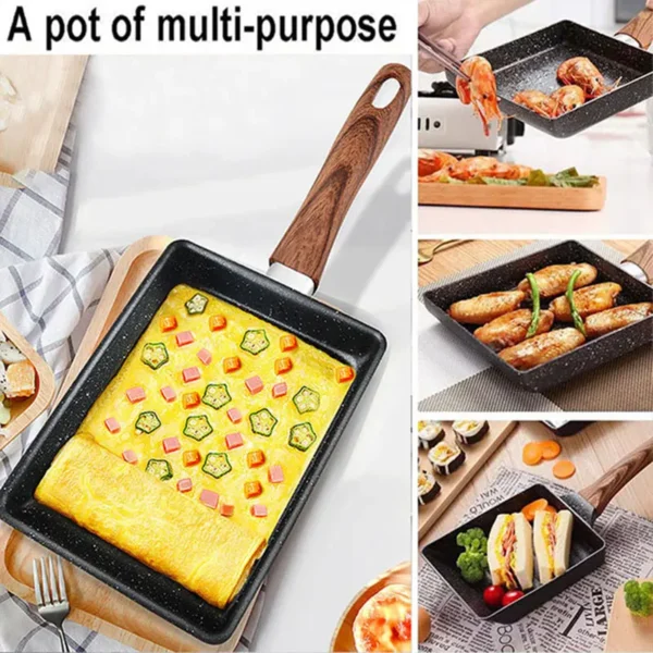 Tamagoyaki Japanese Omelette Pan Nonstick Egg Pan Skillet Rectangle Tamago Pan Small Egg Frying Pan with Cooking Tools - Image 3