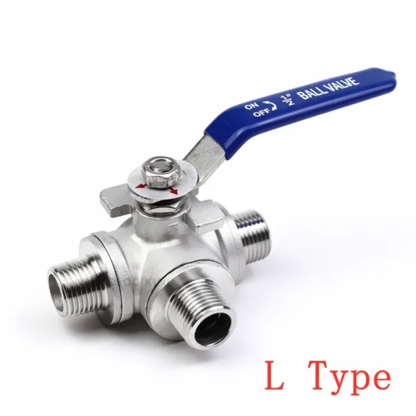 BSPT Male Thread Three 3 Way Ball Valve DN15 DN20 Stainless Steel 304 Valve Handle Valves L T Port 1/2" 3/4" - Image 2