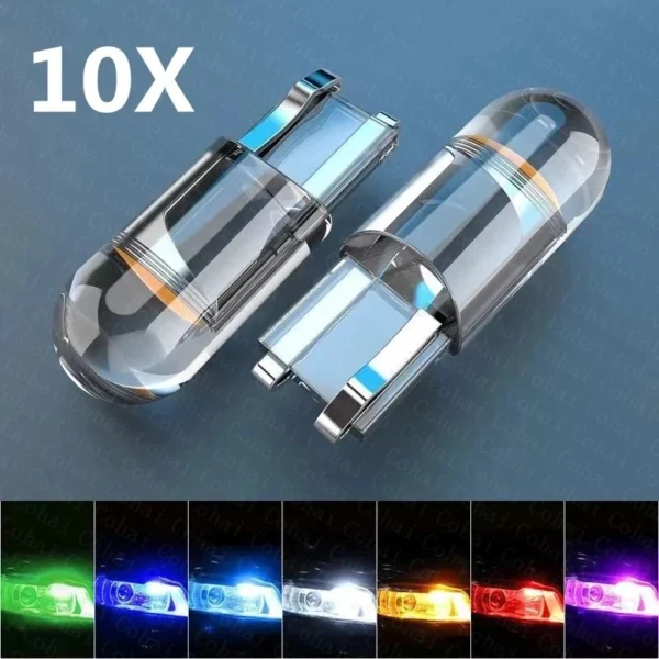 10/2pcs W5W Led T10 Car Light COB Glass 6000K White Auto Automobiles License Plate Lamp Dome Read DRL Bulb Style 12V Universal - Image 2