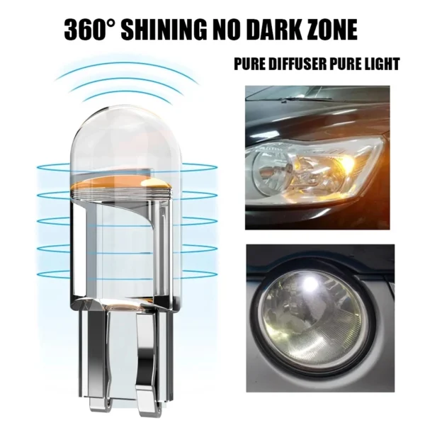 10/2pcs W5W Led T10 Car Light COB Glass 6000K White Auto Automobiles License Plate Lamp Dome Read DRL Bulb Style 12V Universal - Image 4