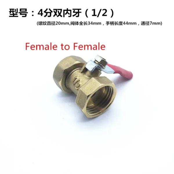 1/8" 1/4" 3/8" 1/2" BSP Female Male Thread Two Way Brass Pneumatic Shut Off Ball Valve Pipe Fitting Connector Coupler Adapter - Image 3