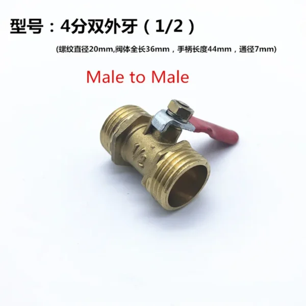 1/8" 1/4" 3/8" 1/2" BSP Female Male Thread Two Way Brass Pneumatic Shut Off Ball Valve Pipe Fitting Connector Coupler Adapter - Image 5