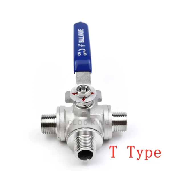 BSPT Male Thread Three 3 Way Ball Valve DN15 DN20 Stainless Steel 304 Valve Handle Valves L T Port 1/2" 3/4" - Image 3