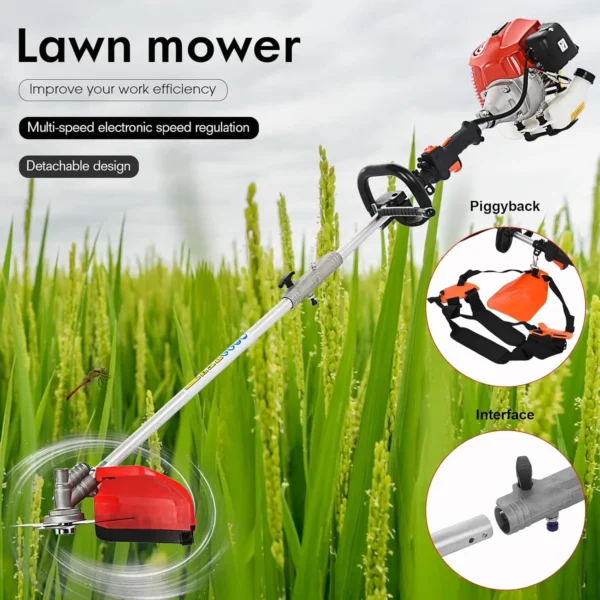 Lawn Mower, 5 in 1 Weed Eater Strong Powerful Full Functioning Guard Accessories Hedge Trimmer 52cc Petrol Hedge Trimmer - Image 2