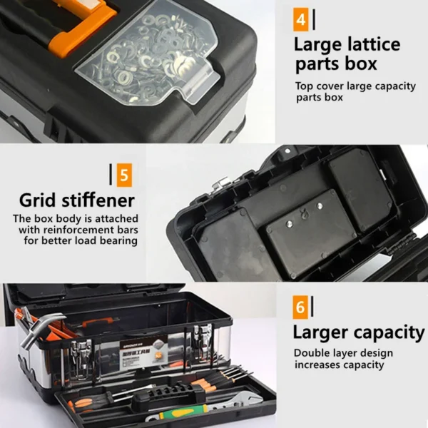 Suitcase Tool Box Toolbox Industrial Grade Multifunctional Tools Storage Box Metal Tools Organizer Boxes - Image 4