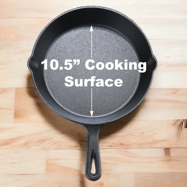 10.5" Pre-Seasoned Cast Iron Skillet - Versatile Cookware for Home and Outdoor Cooking - Image 6