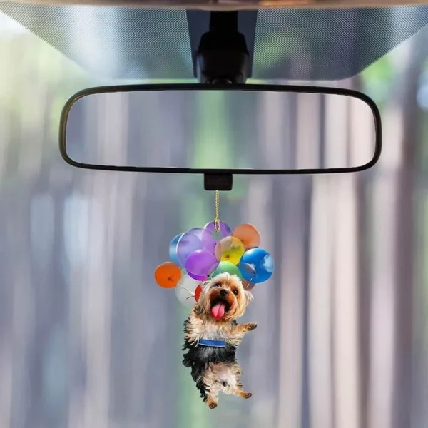 Colorful Balloon Puppy Car Pendant Car Dog Hanging Ornament Automobiles Rearview Mirror Decoration Puppy Dog Keychain Pendant - Image 2