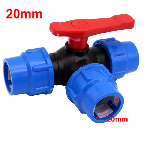 PE Pipe 3-Way Ball Valve 20/25/32/40/50mm Plastic Valve Ball Valve For Garden Household Industrial Water Supply Tools - Image 4