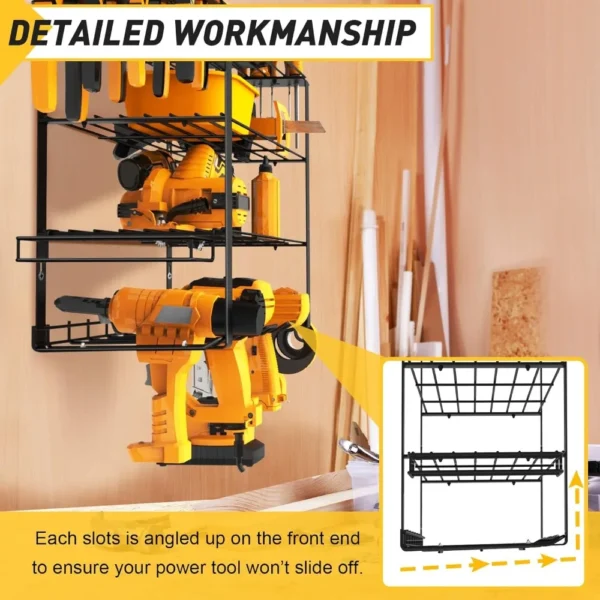 Power Tool Organizer, Drill Holder Wall Mount, 4 Layer Heavy Duty Metal Tool Shelf, Garage Tool Organizers and Storage Rack, Uti - Image 4