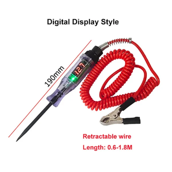 6V 12V 24V DC Car Truck Voltage Circuit Tester Digital Display Long Probe Pen Light Bulb Automobile Diagnostic Tools Auto Repair - Image 2