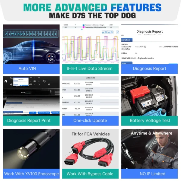 XTOOL D7S Auto Diagnostic Tools CANFD DOIP ECU Coding Key Programming Automotive scanner Bi-directional Control Work With XV100 - Image 6