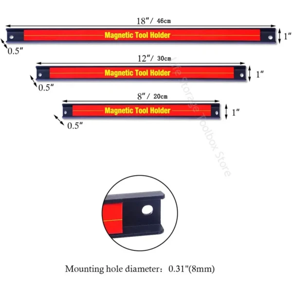 Magnetic Tool Holder,Heavy-duty Magnet Bar Strip Rack,Wrench Tool cabinet Wall Mounted Storage Tool Bar Strip for Tool Organizer - Image 2