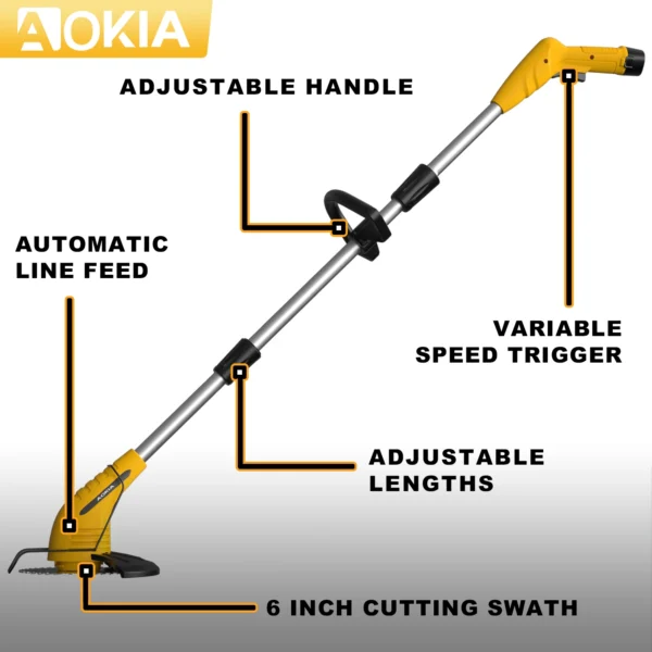 Aokia Electric Lawn Mower Charging mowers Handheld Length Adjustable Cutter Cordless Garden Grass cutter gardening tools - Image 2