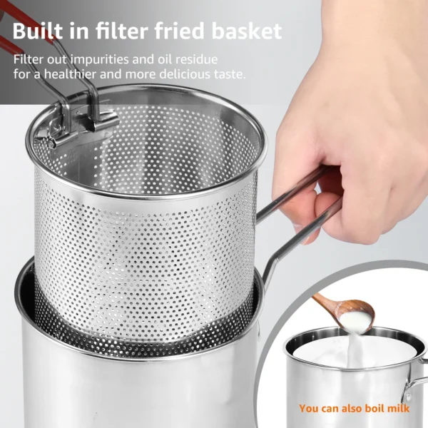 Set Deep Frying Pot Kitchen Fryer With Strainer Stainless Steel Tempura Fryer Pan Fry Pot Chicken Fried Chicken Cooking Tools - Image 2