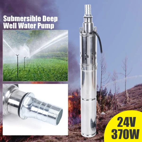 Solar Water Pump 24V 370W Submersible Deep Well Pump Stainless Steel for Villages Families Farms Camping Car - Image 2