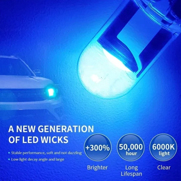 W5W Led T10 Car Light COB Glass 6000K White 12V Auto Automobiles License Plate Lamp Dome Reading Lamps DRL Bulb Accessories - Image 4