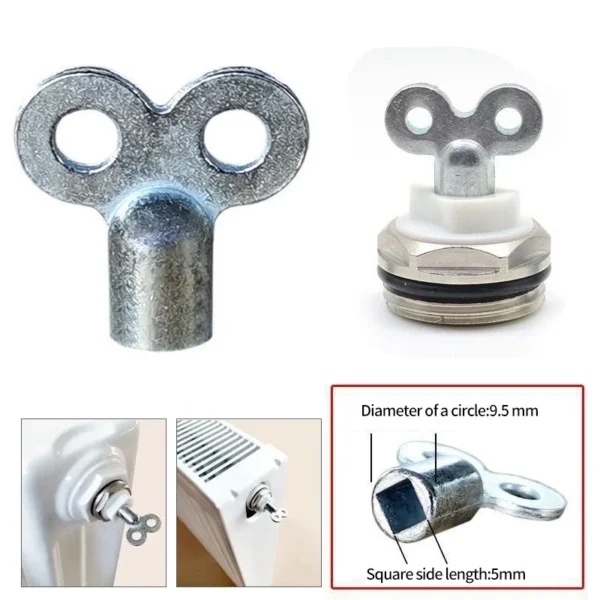 2PC Radiator Valve Key Faucet Key Radiator Water Tap Plumbing Bleeder Key Air Vent Central Heating Tool Alloy Heater Wrench - Image 6